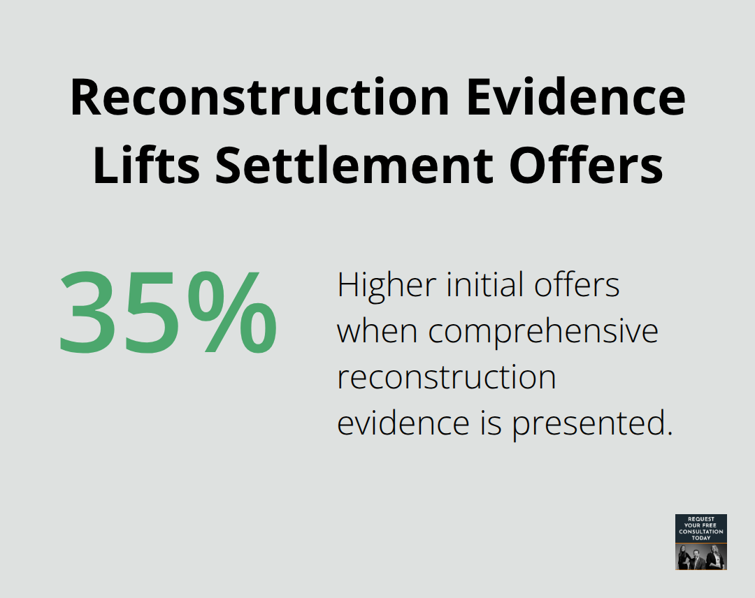 Percentage showing higher initial offers when accident reconstruction is used in the U.S. - Accident reconstruction expert
