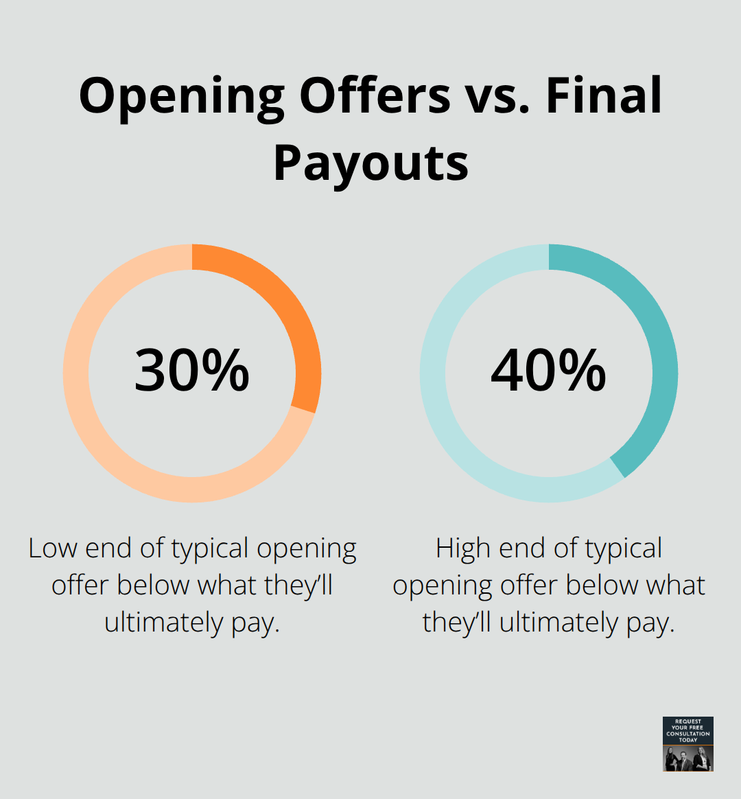 Typical range of insurance opening offers below the eventual settlement amount. - Accident settlement timeline