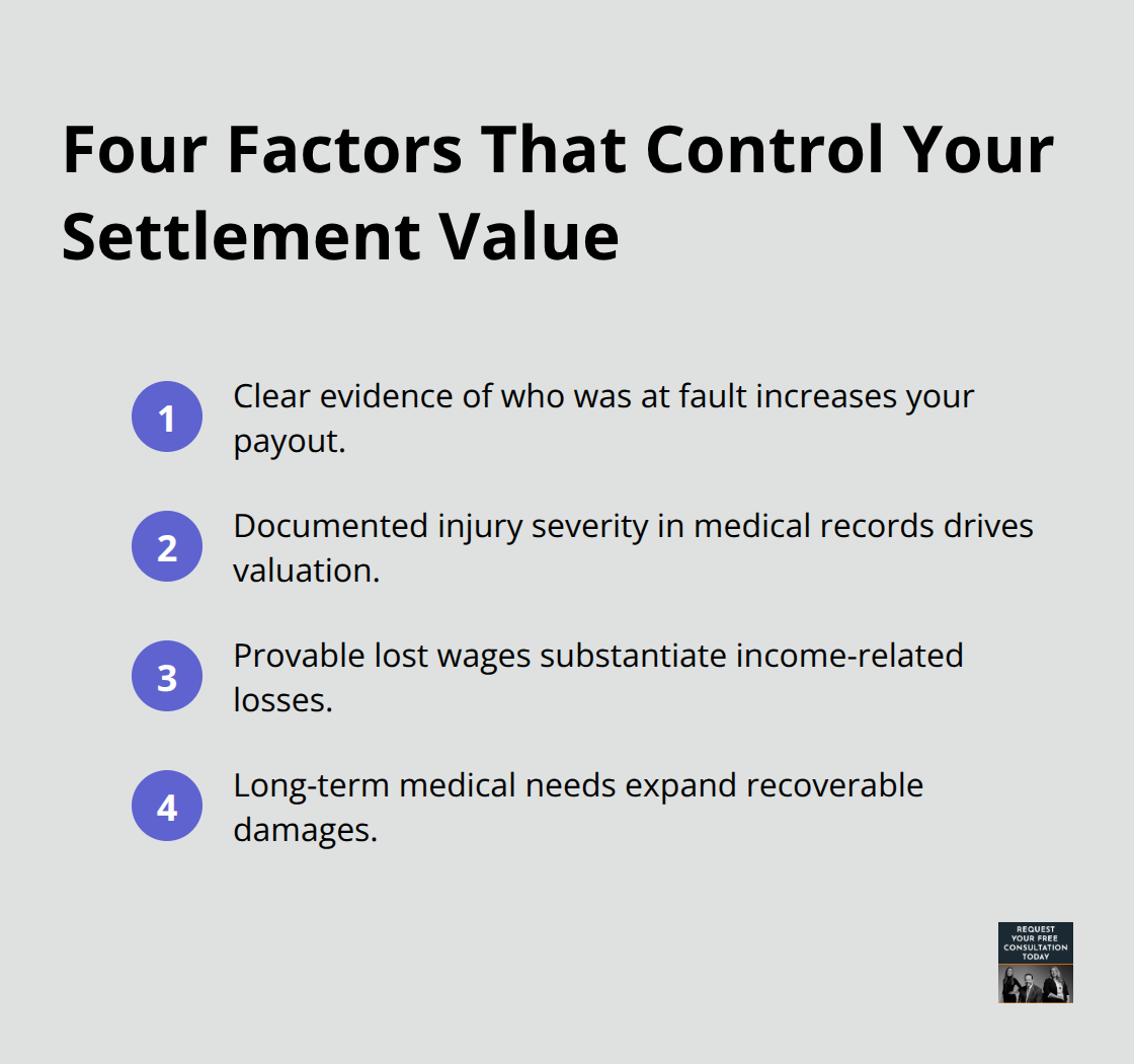 Four primary factors that influence auto accident settlement amounts in the U.S.
