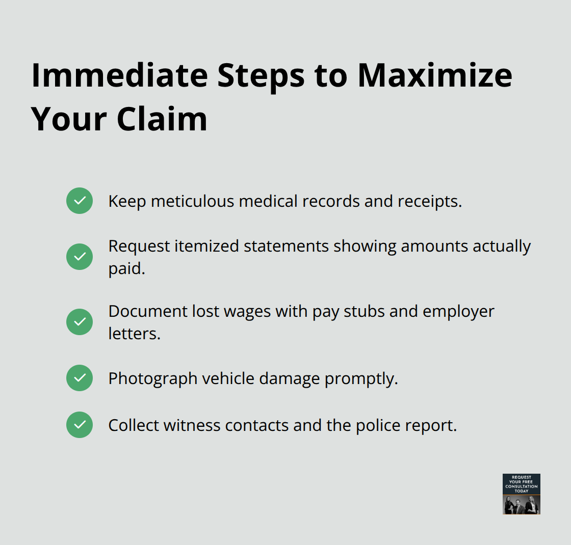 Checklist of actions to strengthen an auto accident settlement claim. - Average personal injury settlement