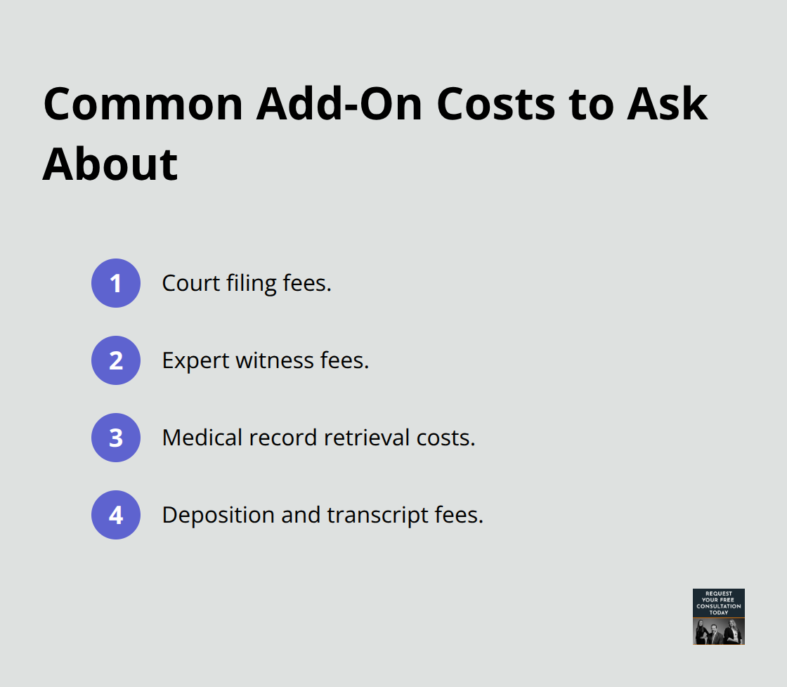 Compact list of typical case expenses beyond contingency fees - California auto accident attorney