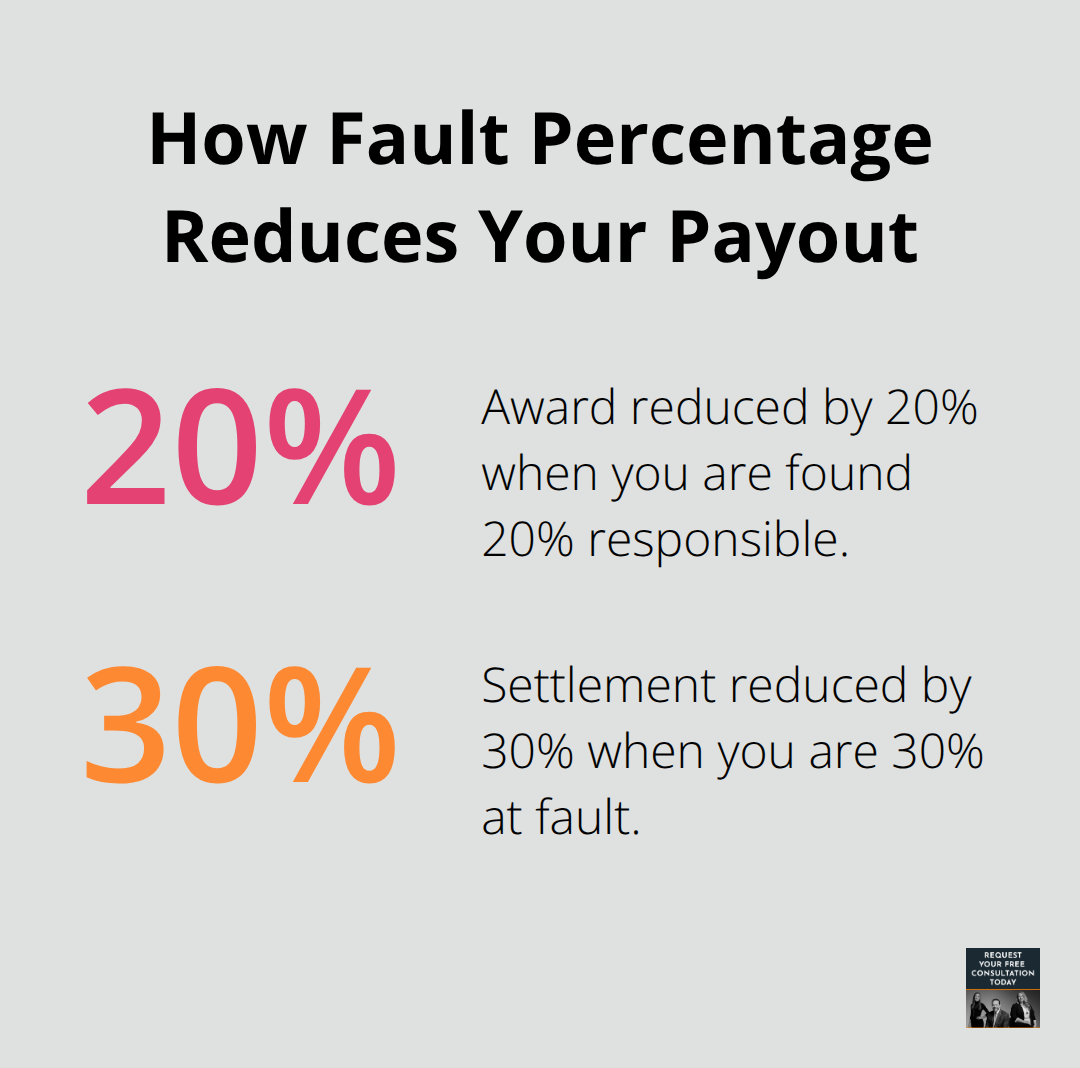 Examples showing how comparative negligence reduces California car accident settlements - California auto accident compensation