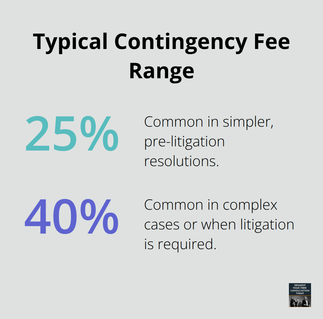 Percentage chart illustrating typical contingency fee percentages for California car accident cases. - California auto attorney