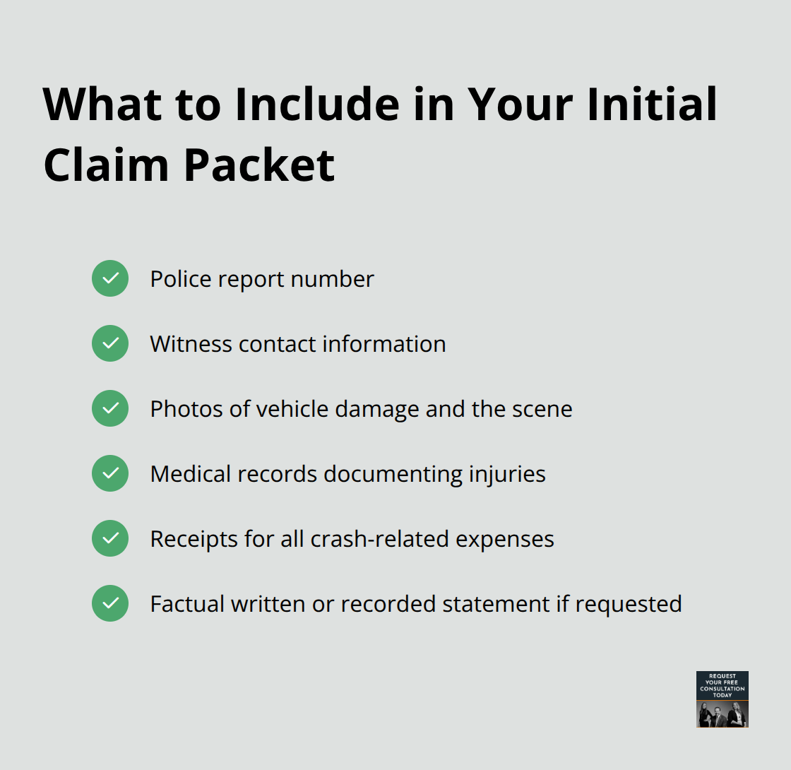 Checklist of documents to submit with an auto insurance claim. - California motor vehicle accident