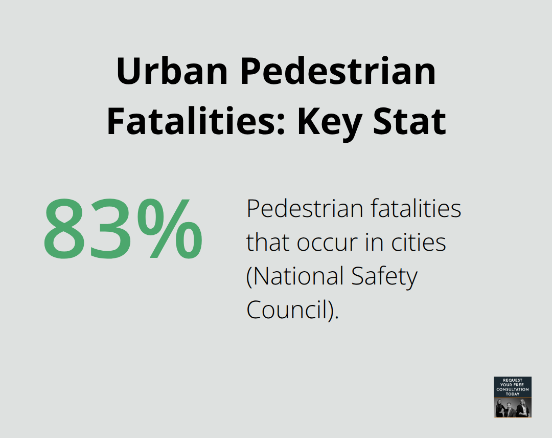 Share of pedestrian fatalities occurring in cities - California personal injury
