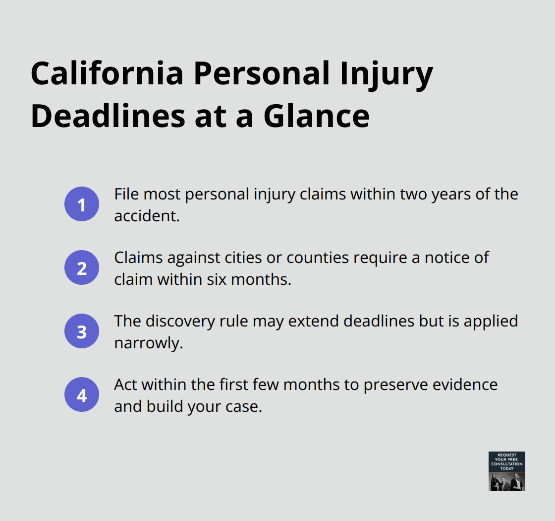 Key filing timelines for California personal injury claims