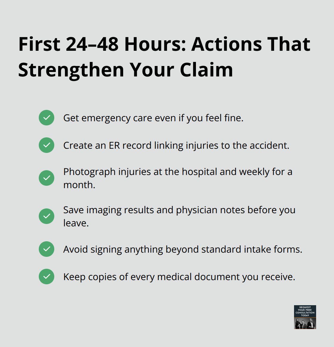 Immediate post-accident medical and documentation steps