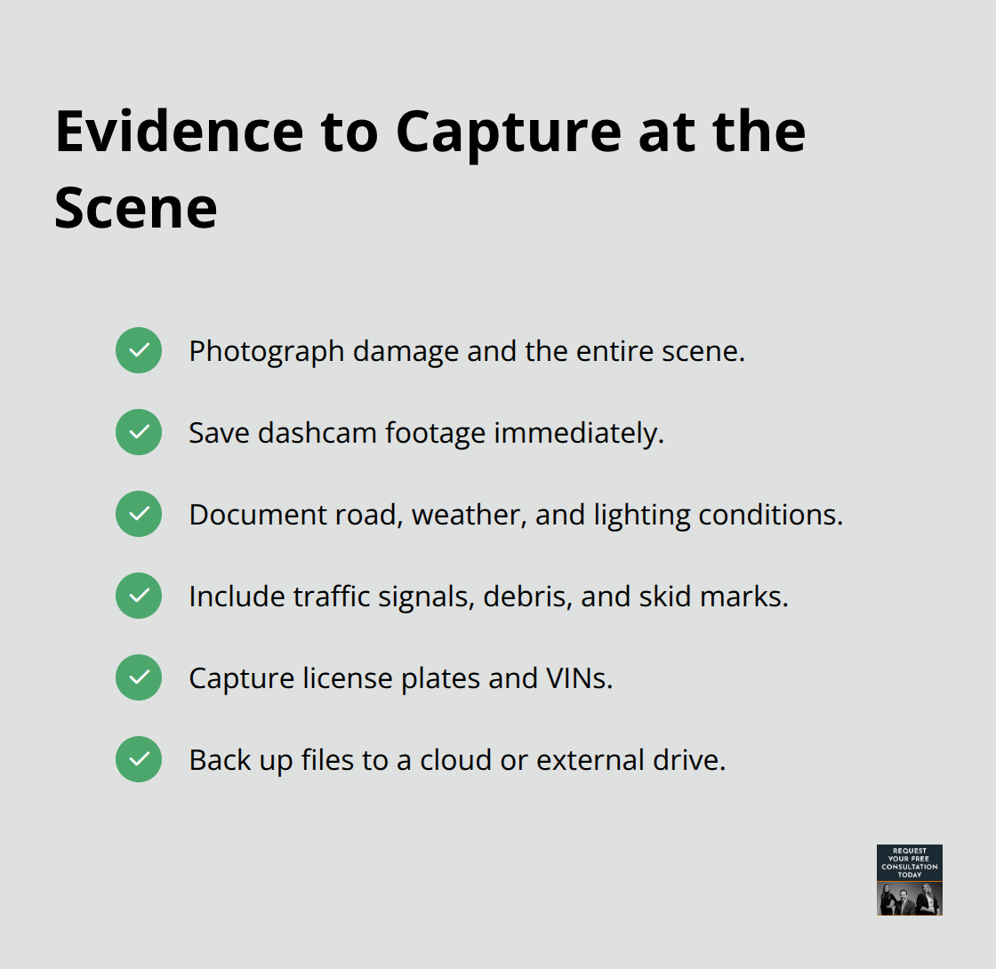 Checklist of must-have crash evidence right after a collision - Car accident claims