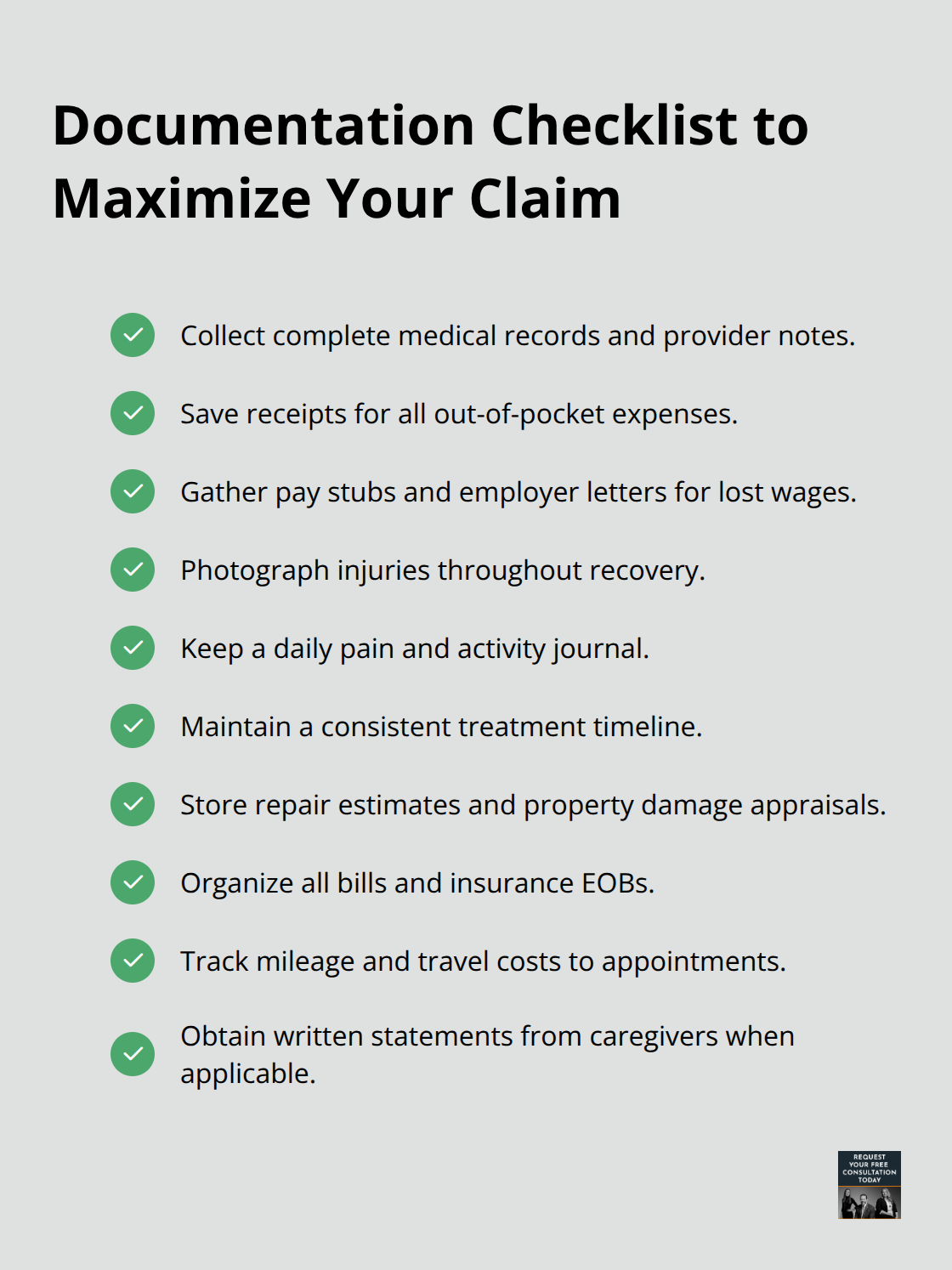 Checklist of key documents to support a Santa Cruz car accident claim