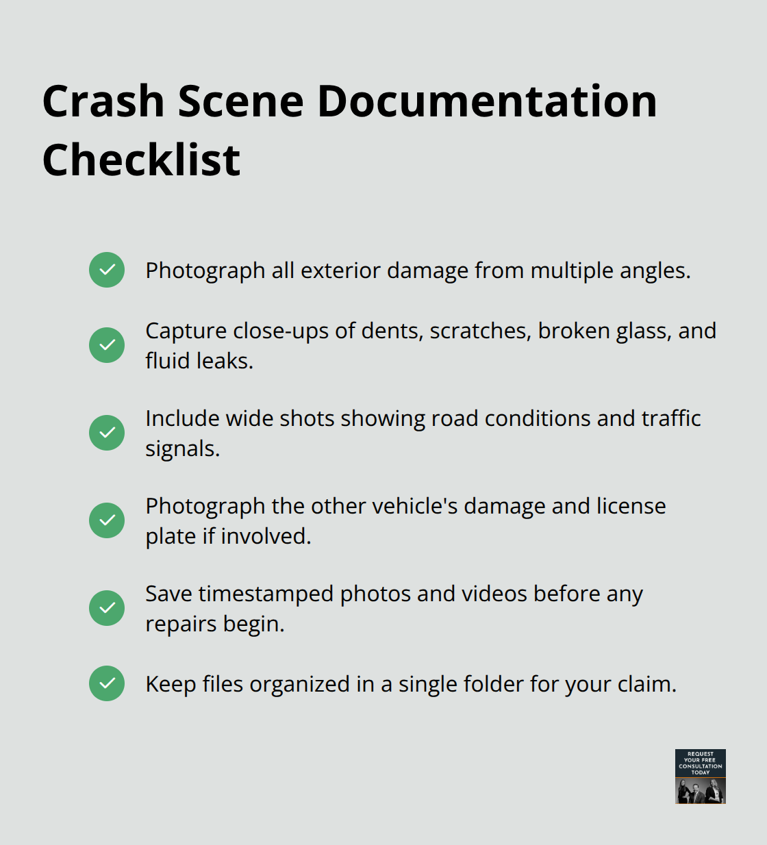 Checklist of essential photos and videos to capture after a car accident - car accident property damage