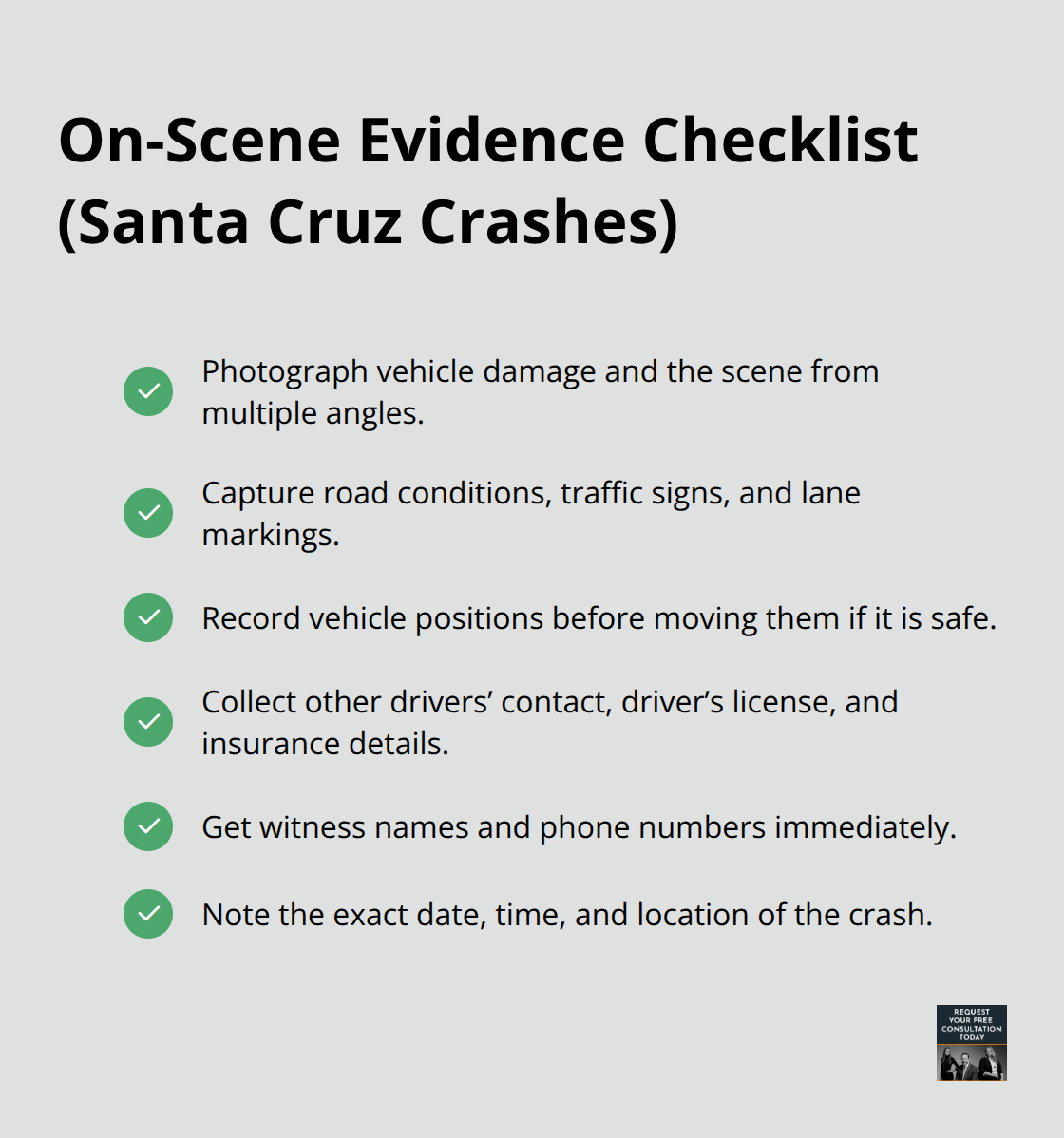 Checklist of what to document at a Santa Cruz car crash scene - Car accident resources