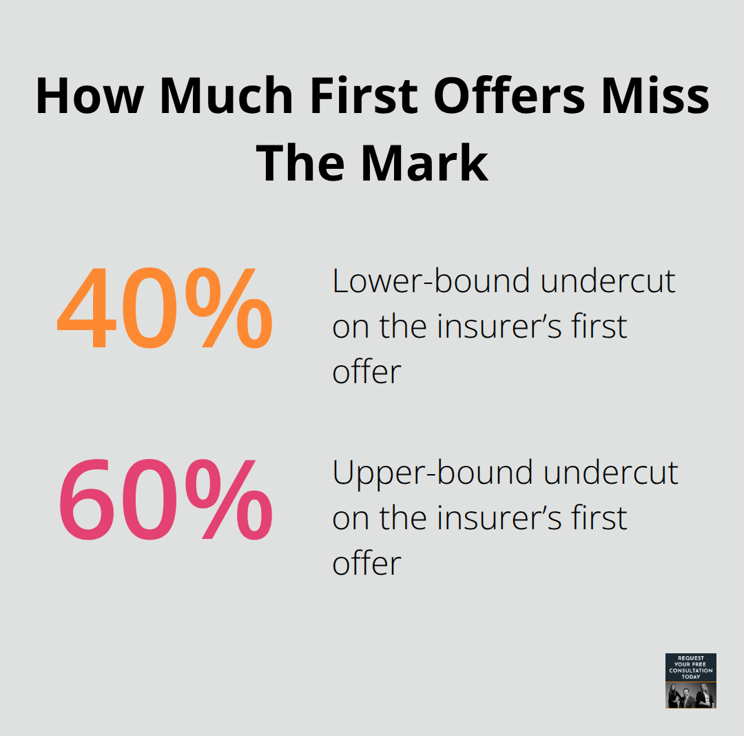 Chart showing that initial insurer offers often undercut fair value by 40% to 60%. - Car accident settlement options