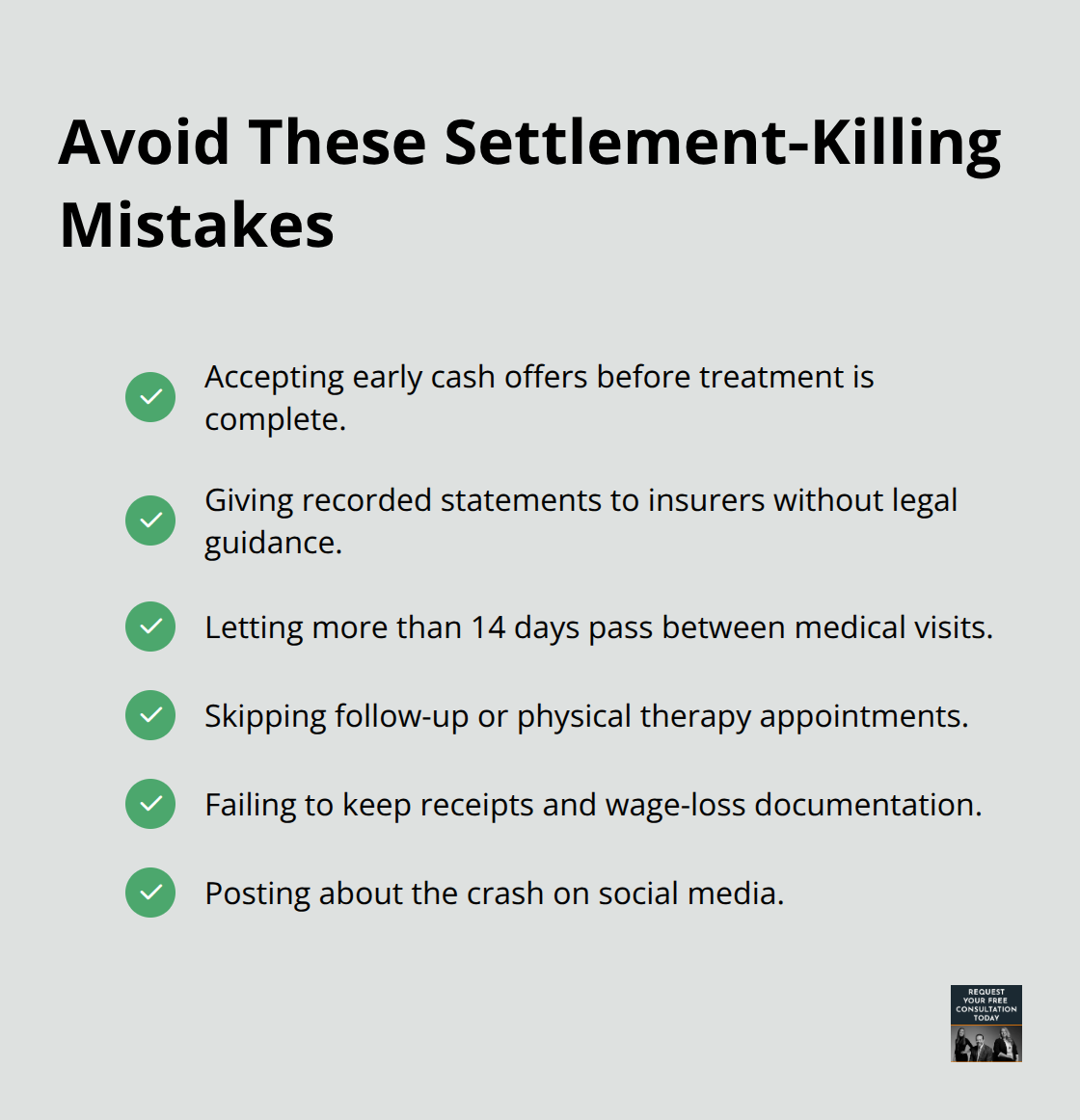 Common missteps that reduce compensation after a U.S. car crash - car crash cases