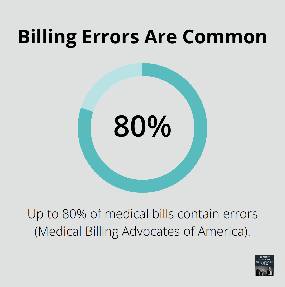 Chart showing the high share of medical bills with errors. - Car crash medical bills