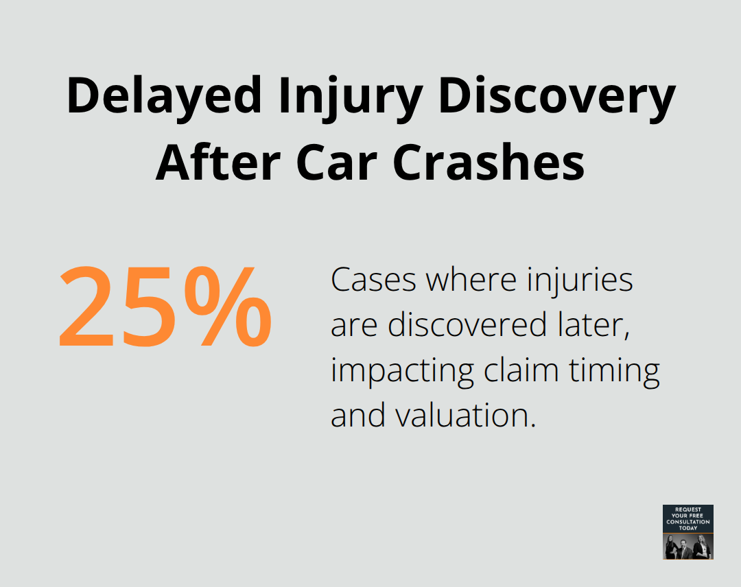 Share of cases with delayed injury discovery according to NHTSA - Car crash settlement guide