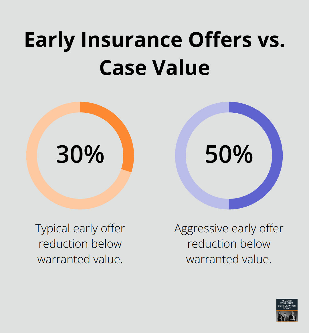 Chart showing that early insurance offers can be 30% to 50% below true case value. - Commercial truck accident