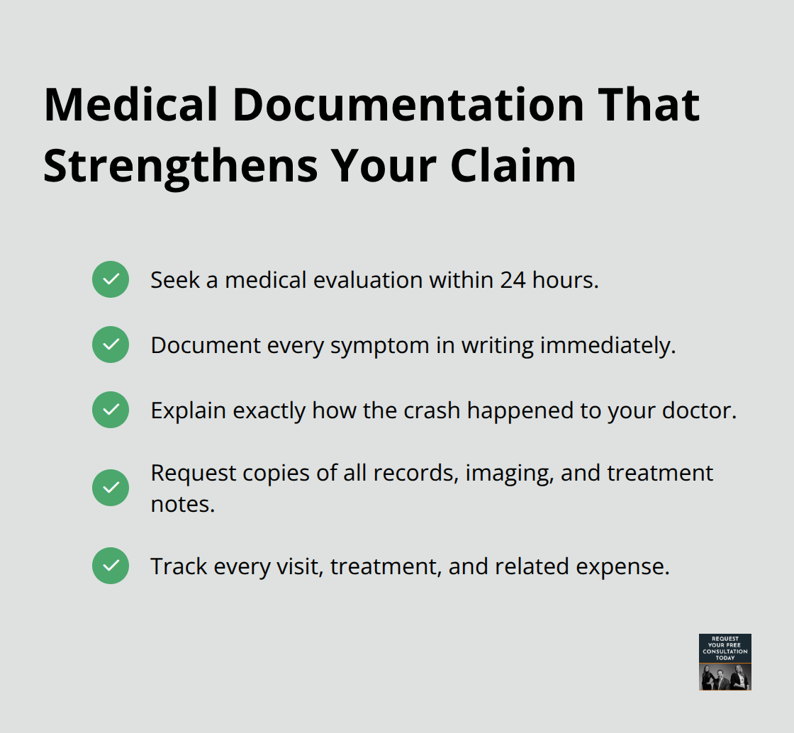 Checklist of key medical documentation steps after a truck accident - Commercial truck accident Santa Cruz