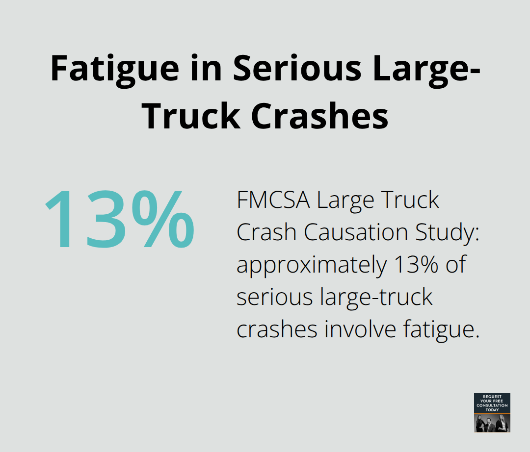 Percentage of serious large-truck crashes attributed to driver fatigue in the U.S. - Commercial vehicle accident