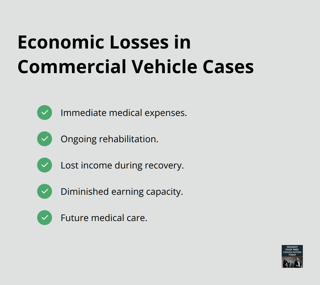 Key categories of economic damages recoverable after a commercial vehicle crash in the U.S.