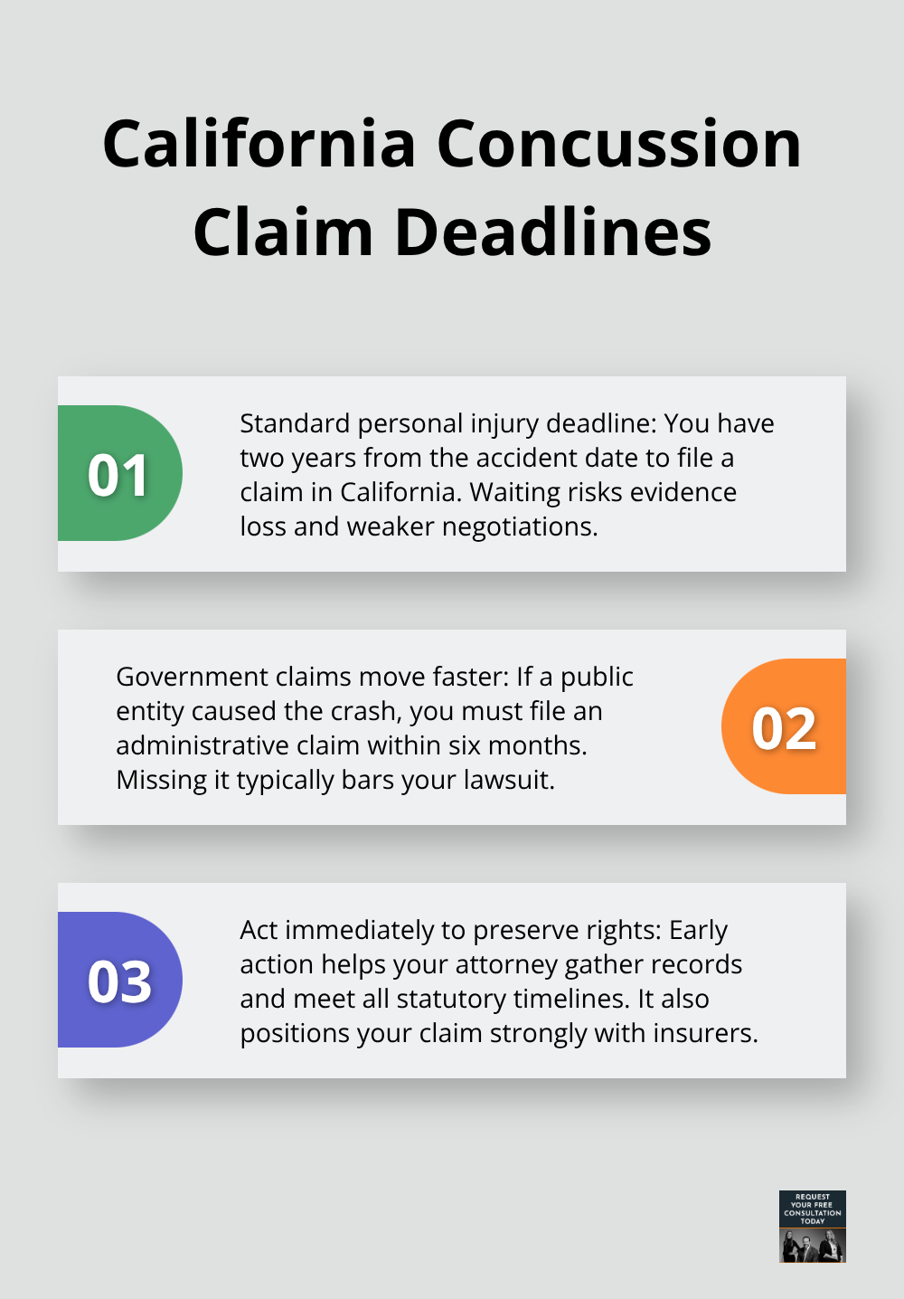 Key filing deadlines for standard and government vehicle crashes in California