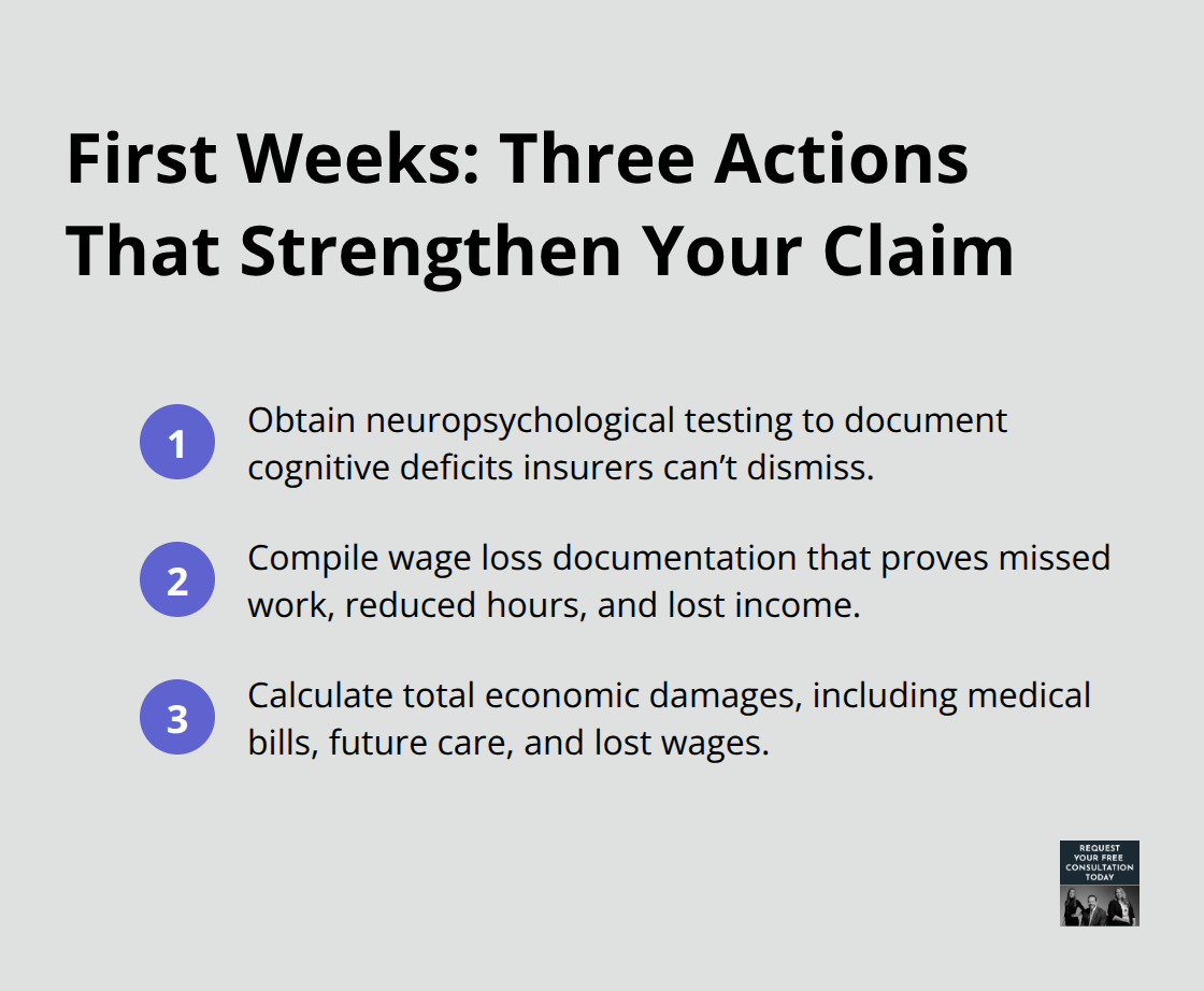 Three immediate steps after a concussion to build a stronger California car accident claim. - Concussion claims California