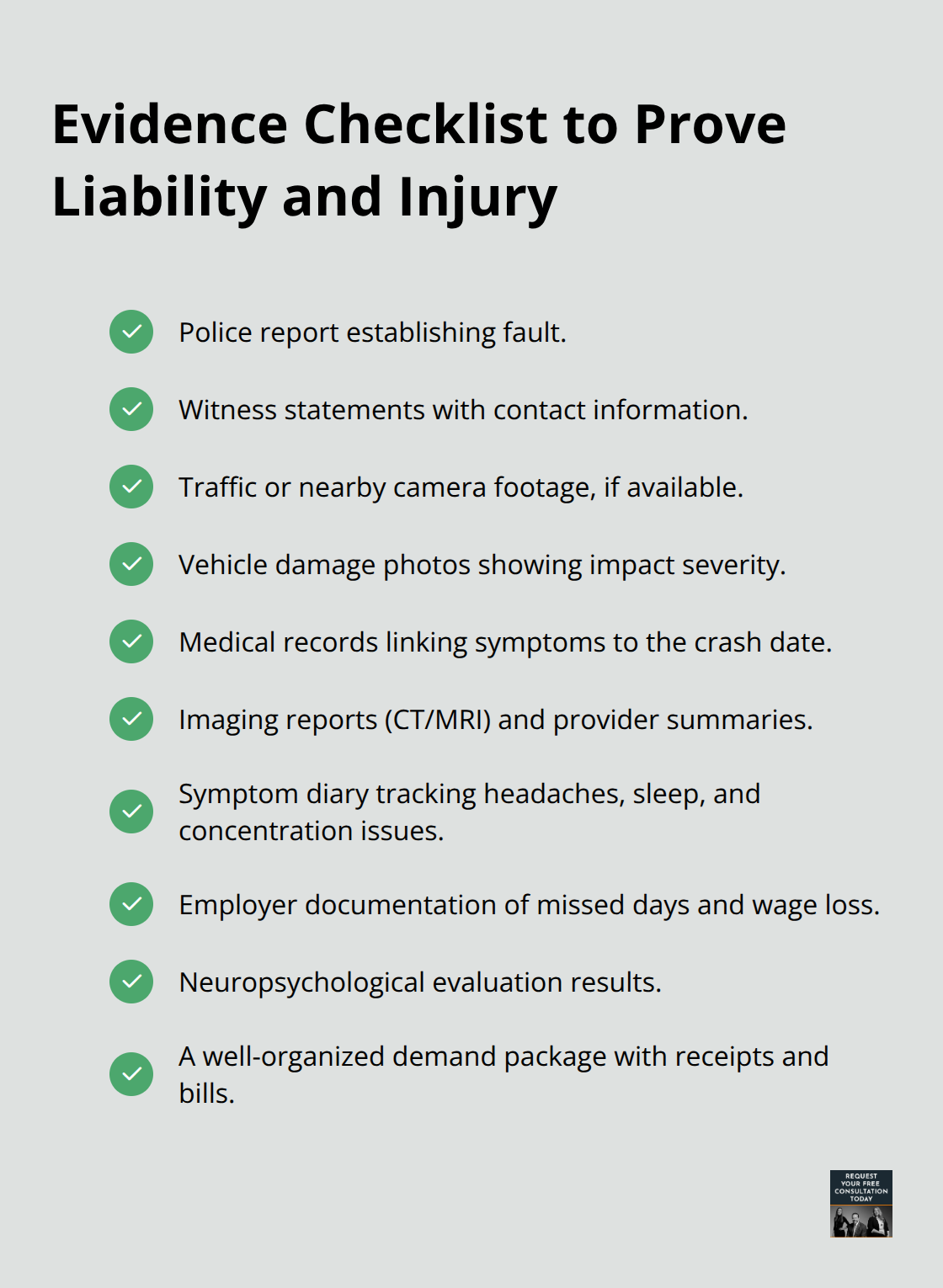 Checklist of documents that strengthen a Santa Cruz concussion claim