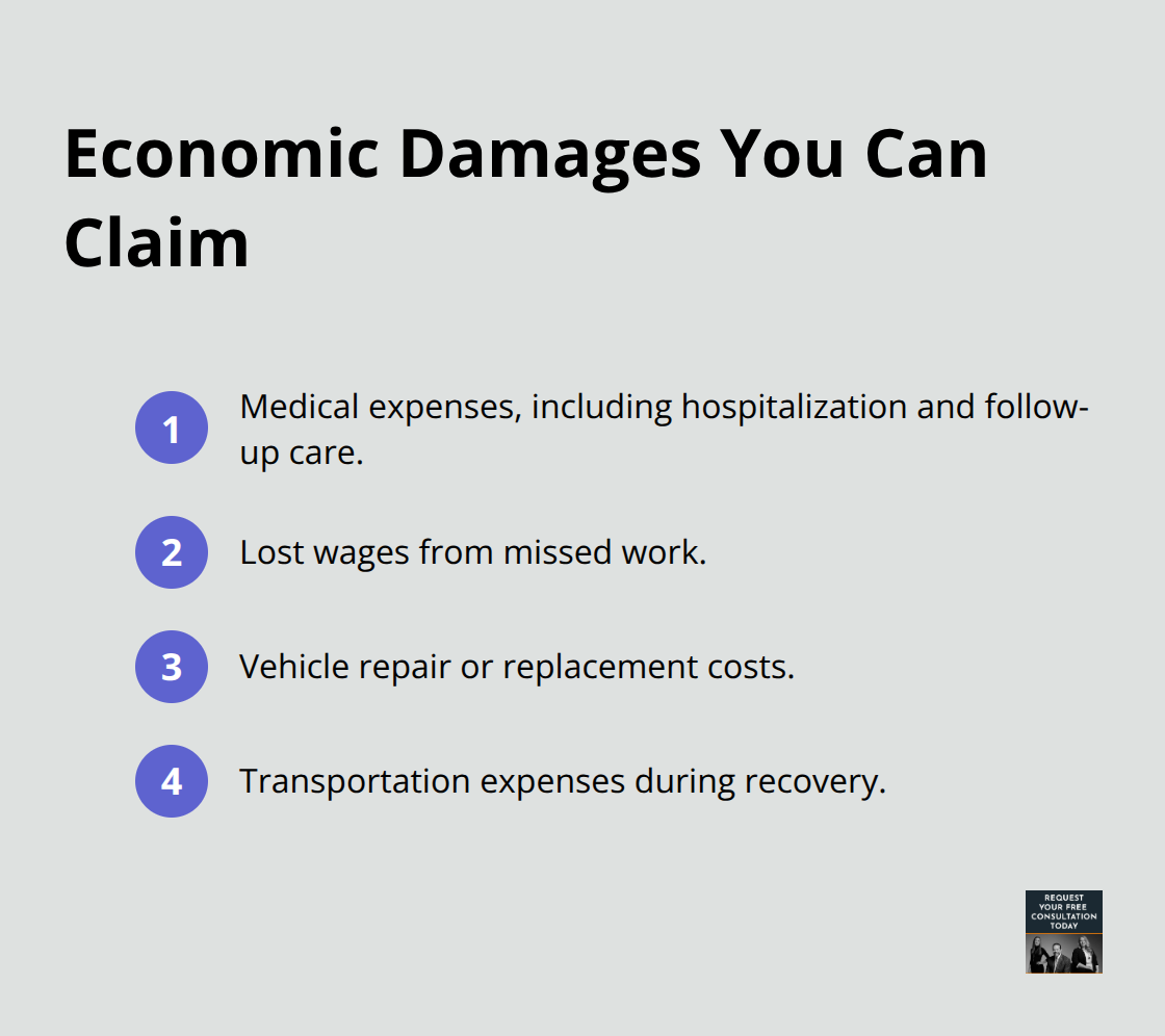 Ordered list of common economic damages after a DUI crash