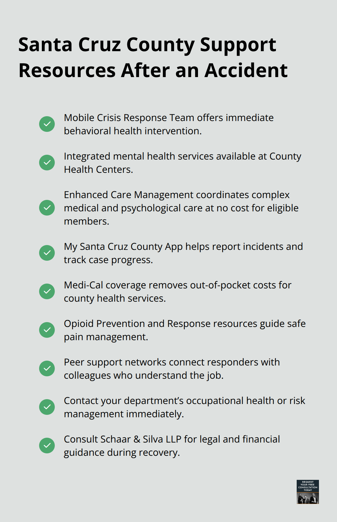 Checklist of county and community resources first responders can use after an accident. - Emergency responder accident