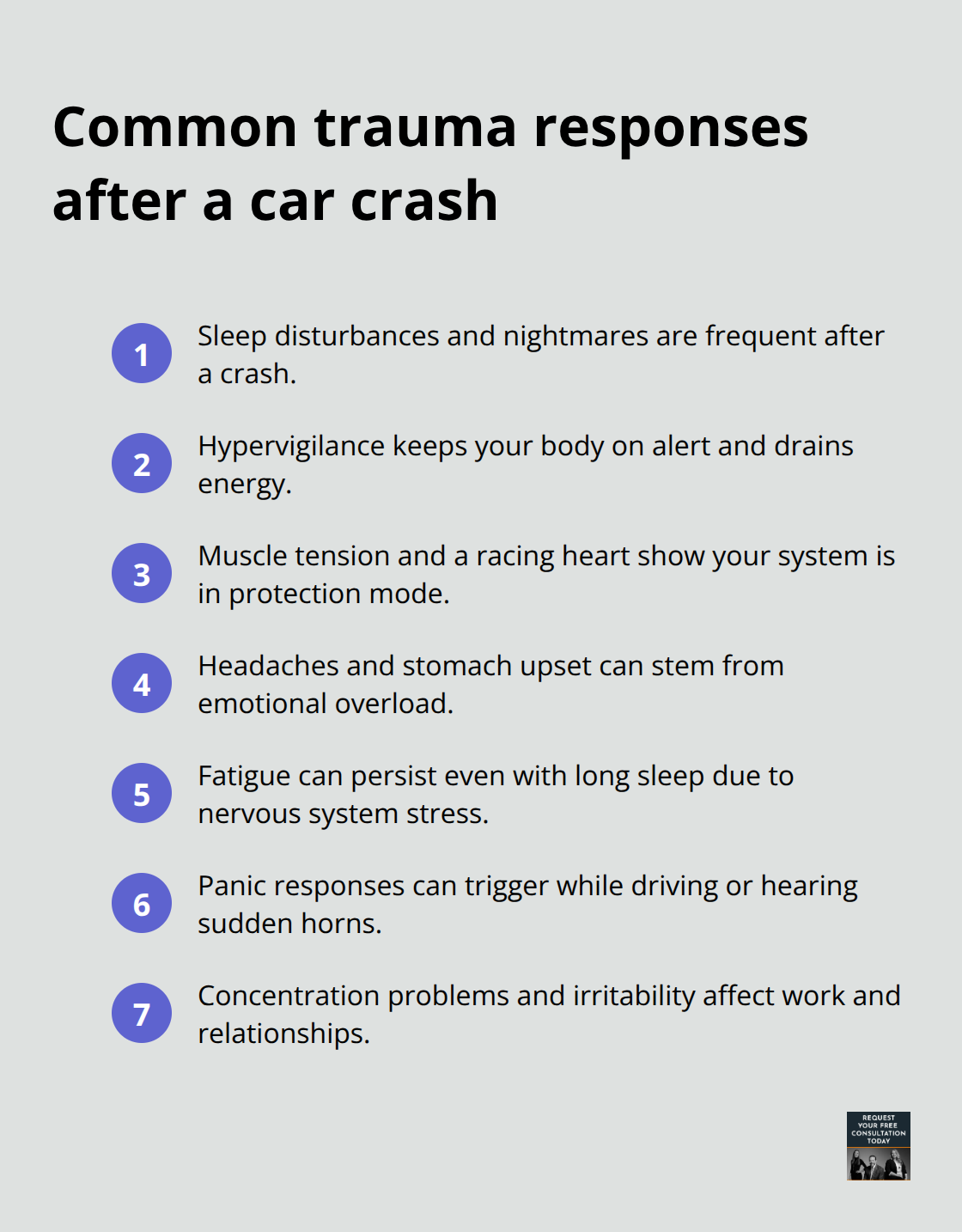 Key trauma responses many U.S. crash survivors experience in daily life - Emotional trauma recovery