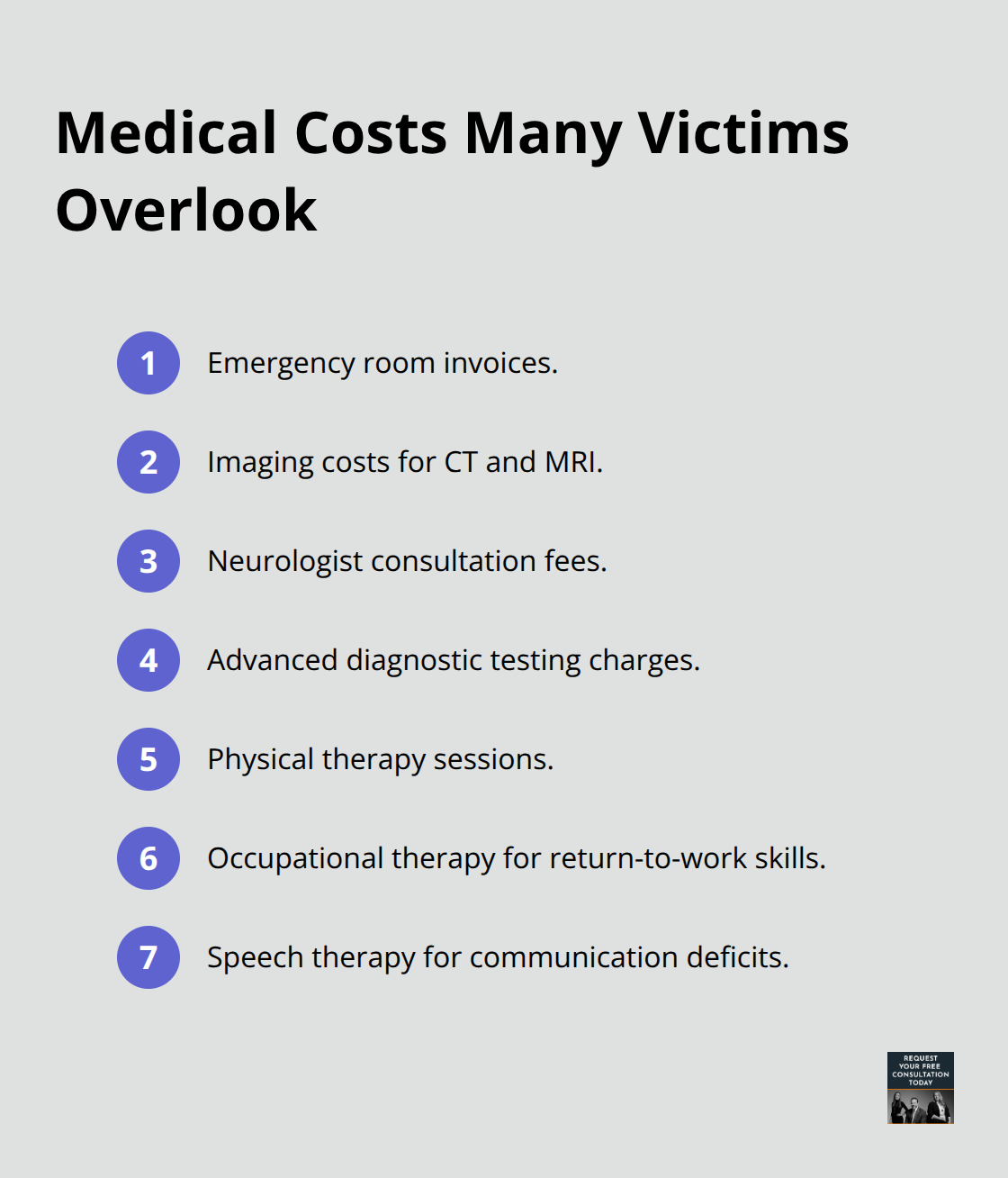 Compact list of common head injury expenses beyond the ER bill - head injury after crash