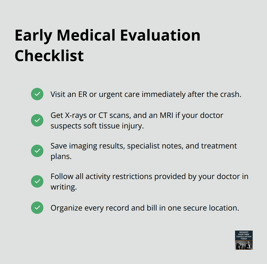 Key steps after a crash to document a hip injury