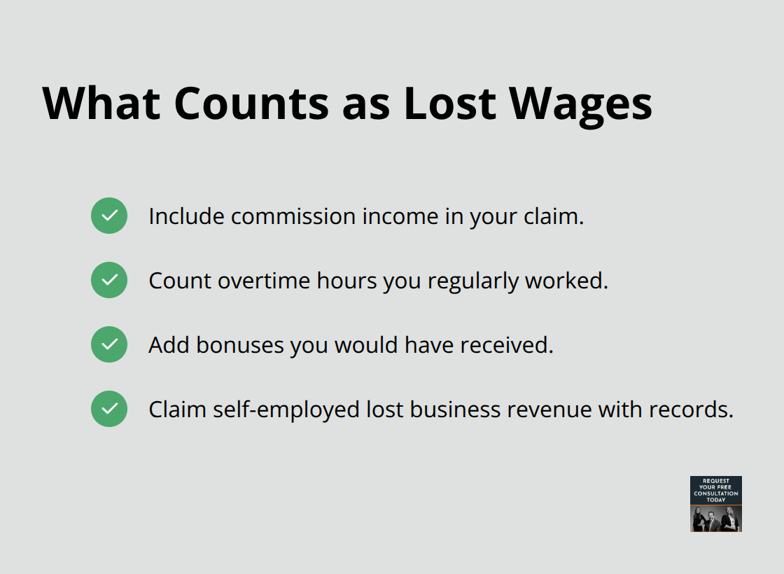 Checklist of income sources you can claim after a car accident in the U.S. - loss of wages auto