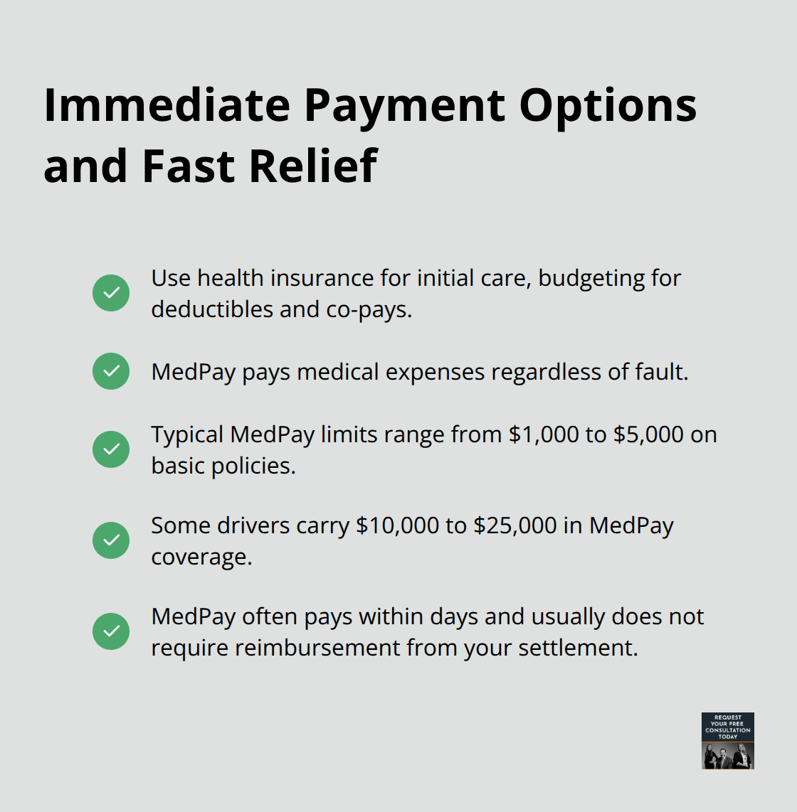 Checklist of quick ways to cover medical bills while your case is pending