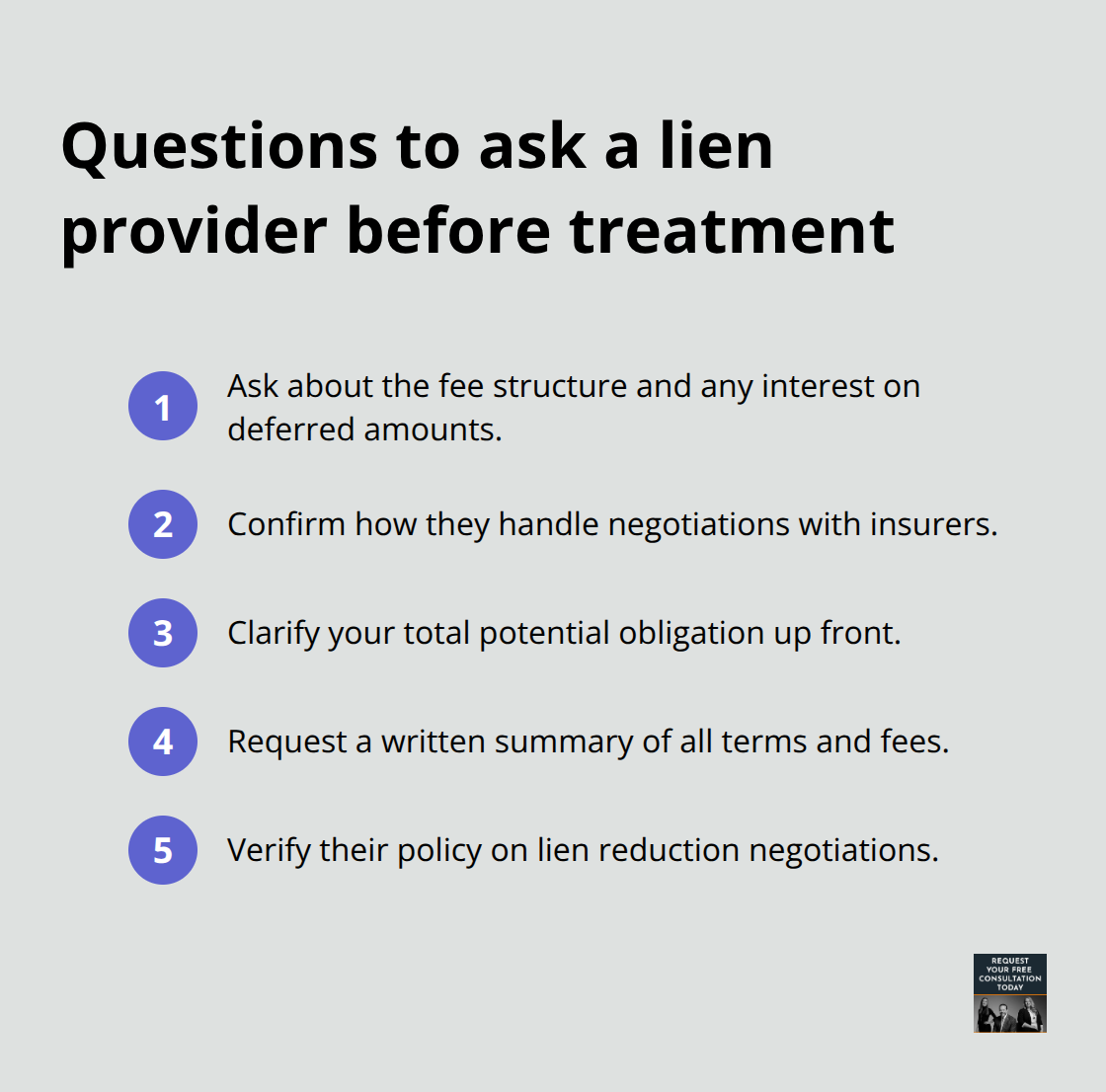 Compact checklist of key questions to ask a Santa Cruz medical lien provider before starting care - Medical lien Santa Cruz