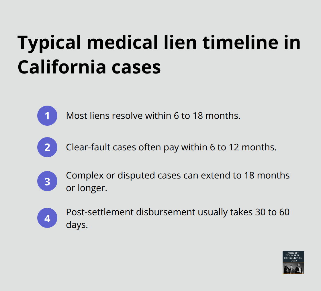 Key timeframes from treatment to final payment - Medical lien Santa Cruz