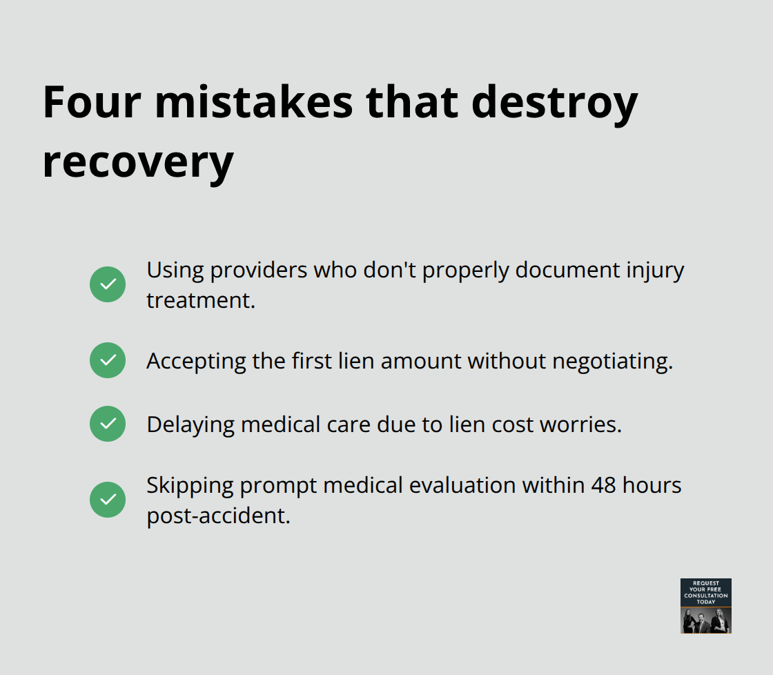 Checkmark list of common medical lien mistakes to avoid in Santa Cruz County cases - Medical lien Santa Cruz