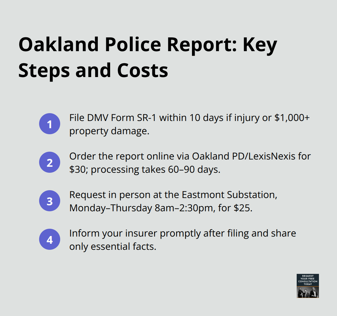 Steps and fees to obtain an Oakland traffic collision report and notify insurers - oakland accident claim process