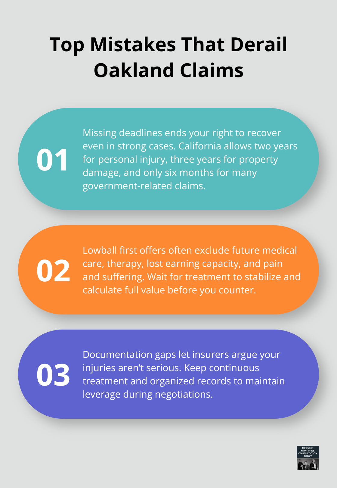 Three common pitfalls that reduce Oakland accident settlements - oakland accident claim process