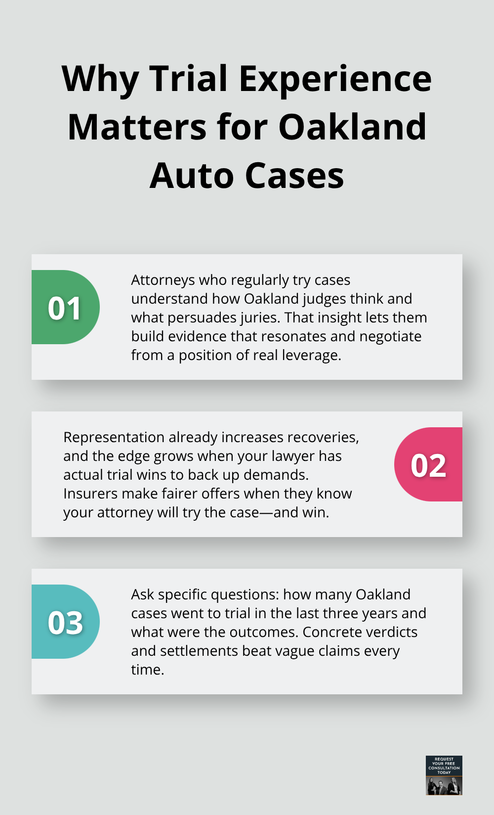 Three reasons trial-tested attorneys deliver better results for Oakland crash victims
