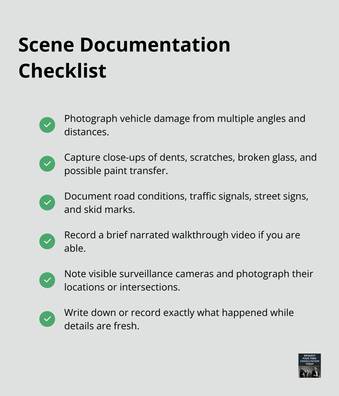 Checklist of key scene documentation steps after an Oakland hit-and-run - oakland hit and run