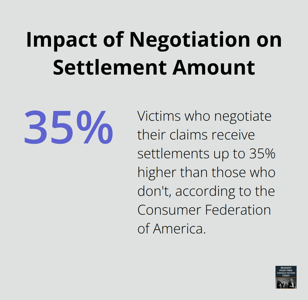 Percentage chart showing 35% higher settlements for negotiated claims - passenger injury claim Santa Cruz