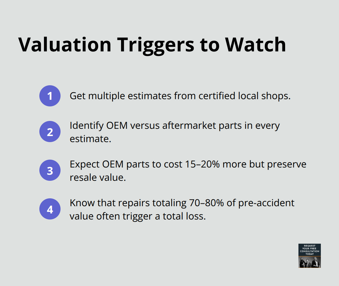 Compact checklist of key valuation triggers for property damage claims