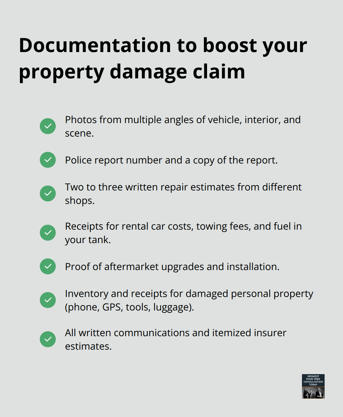 Checklist of recoverable costs and proofs to include with your claim - Property damage valuation