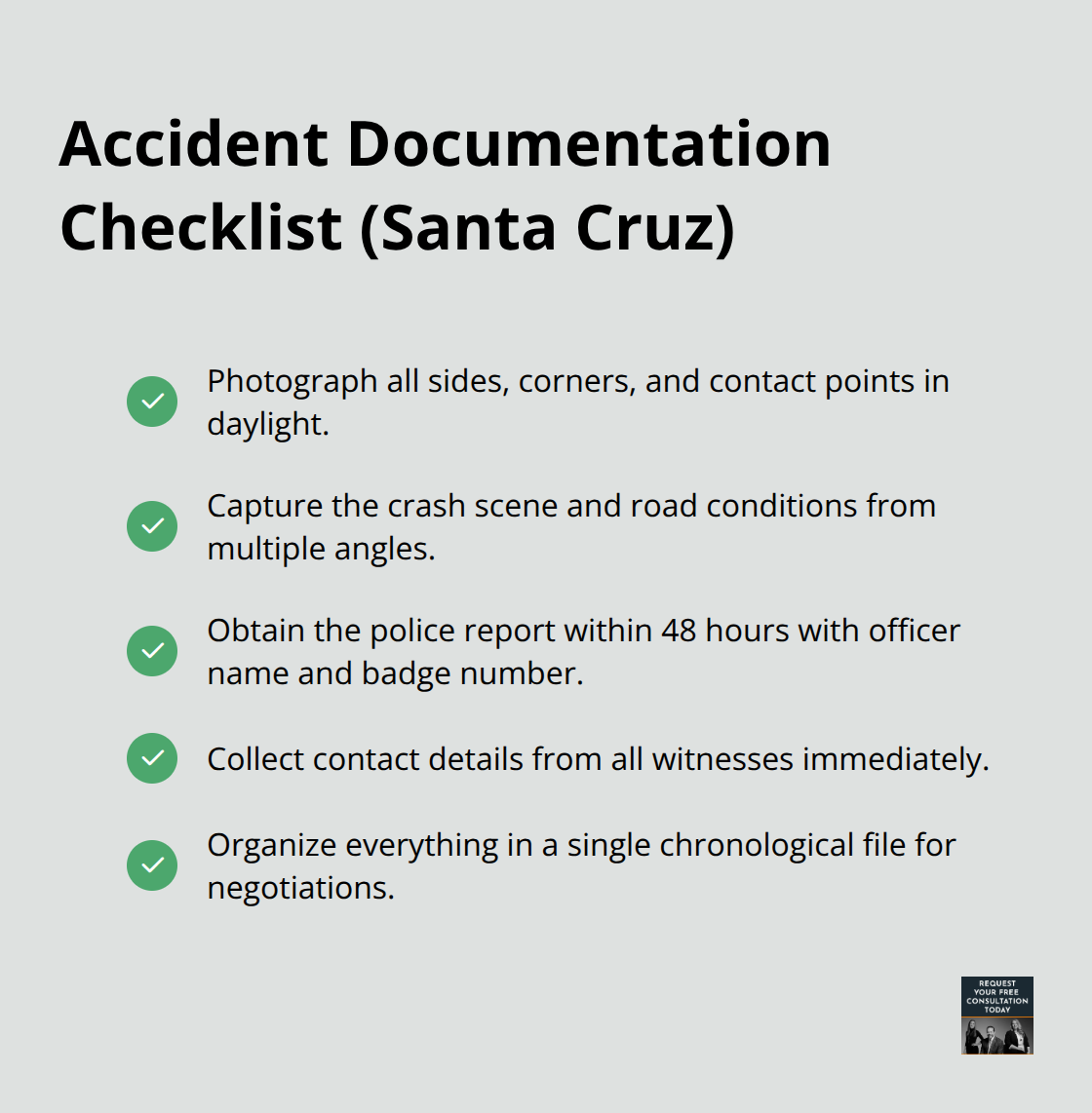 Checklist of essential documents to gather after a Santa Cruz crash - Property damage valuation Santa Cruz