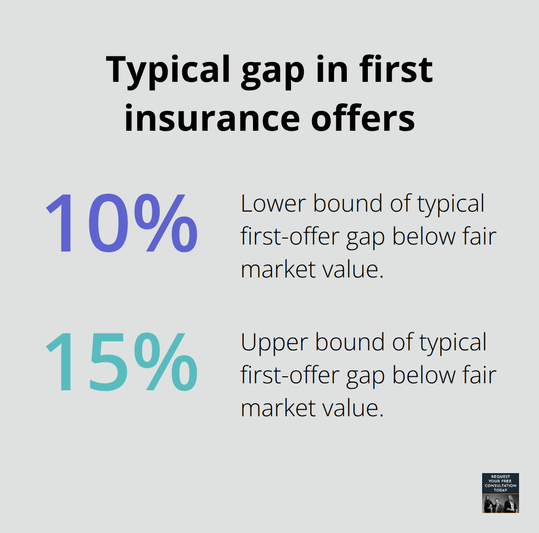 Chart showing initial insurance offers often 10%–15% below fair market value - Property damage valuations guide