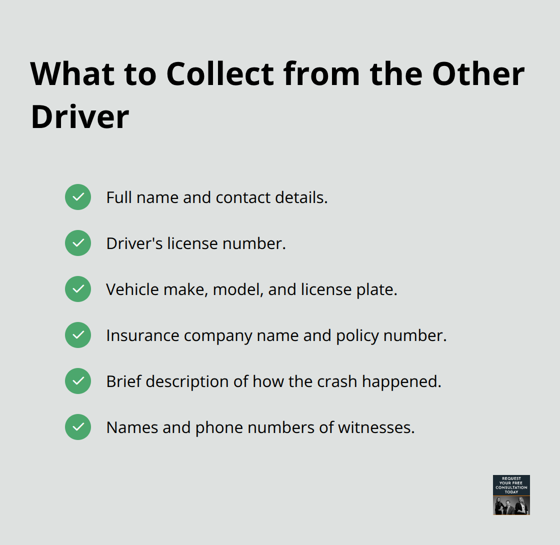 Checklist of critical information to gather after a rear-end collision - Rear end collision guide