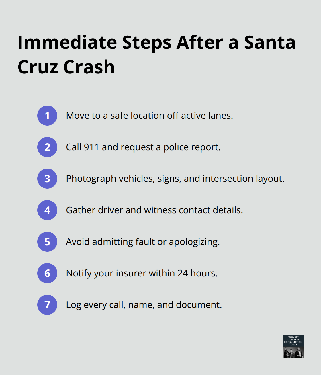 Quick-action checklist to protect your accident claim in Santa Cruz - Road collision Santa Cruz
