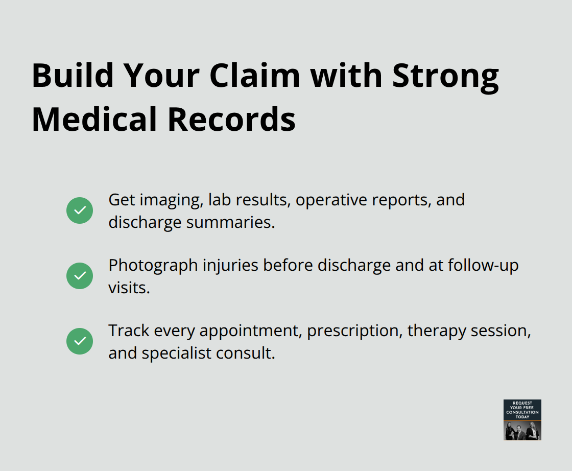 Checklist of documentation steps that strengthen a Sacramento motorcycle accident claim.