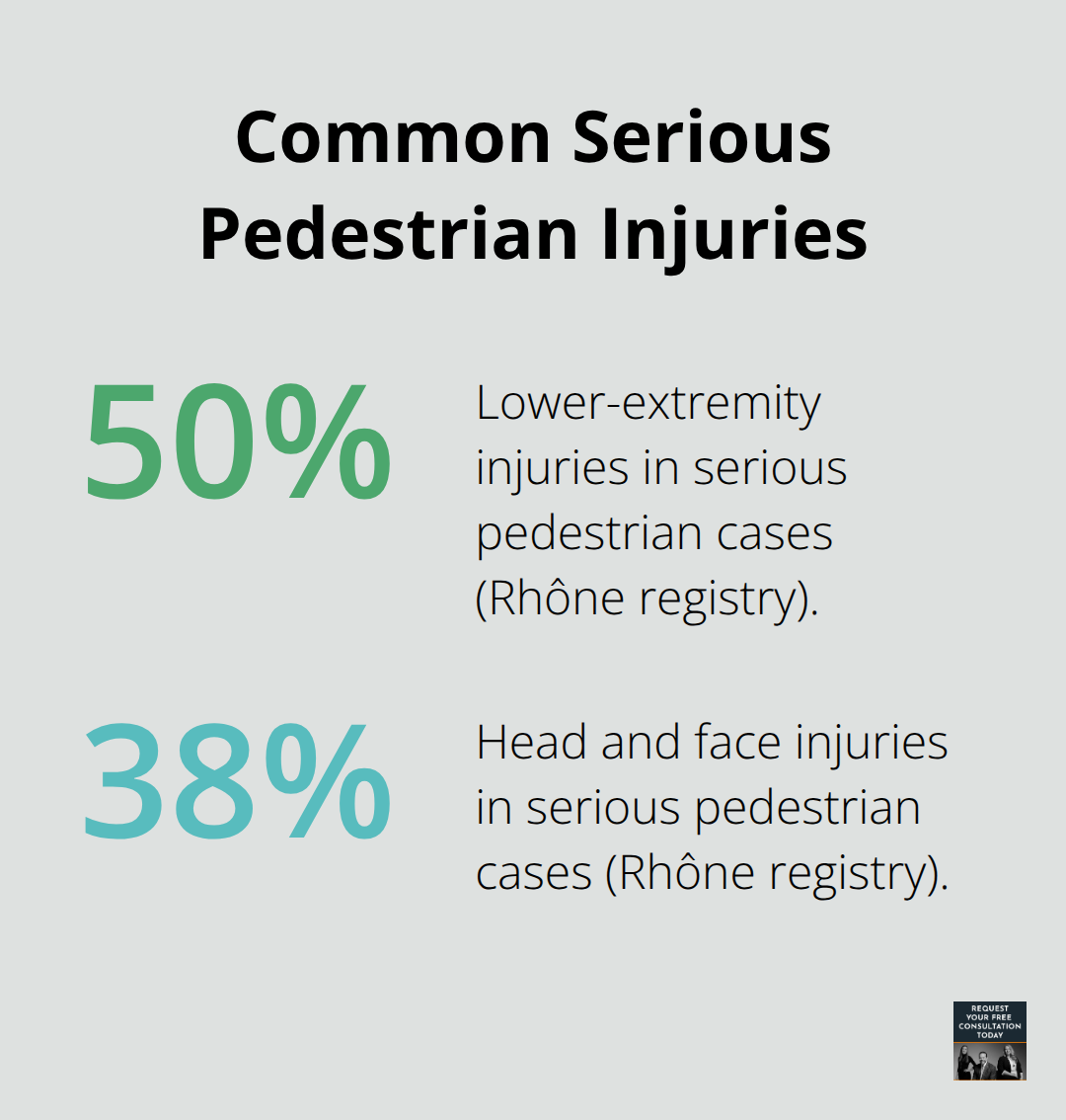 Share of serious pedestrian injuries by body region - sacramento pedestrian accident