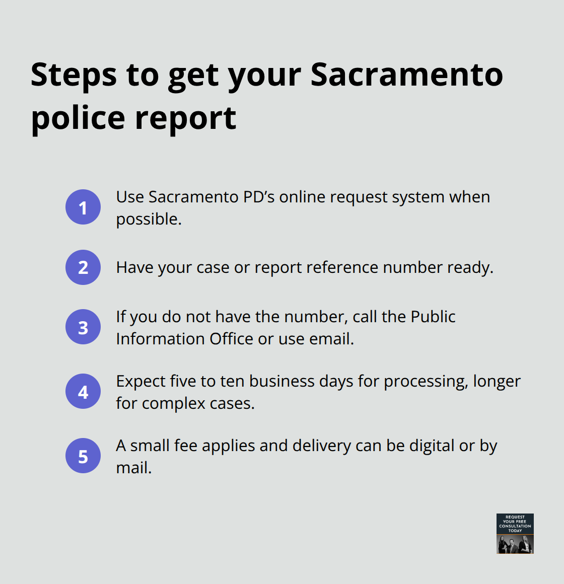 Five quick steps to request a Sacramento police report and what to expect